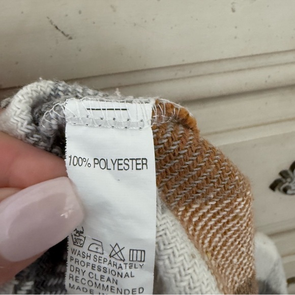 Vici Plaid Shacket in Brown, White & Gray - Picture 4 of 4